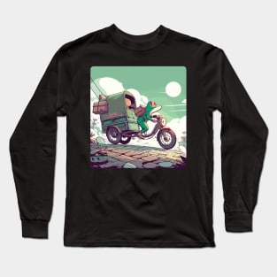 Frog on cargo bike Long Sleeve T-Shirt